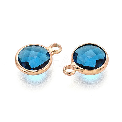 Golden Tone Brass Glass Charms X-GLAA-ZX008-24D-G-1