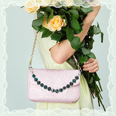 2Pcs 2 Colors Resin Faceted Beaded Bag Handles FIND-WR0008-13-1