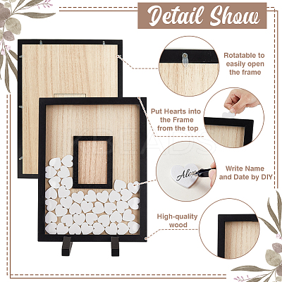 Rectangle Wooden Wedding Guest Book ODIS-WH0043-231-1