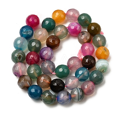 Faceted Natural Dragon Veins Fire Crackle Agate Beads Strands G-F447-10mm-F01-1