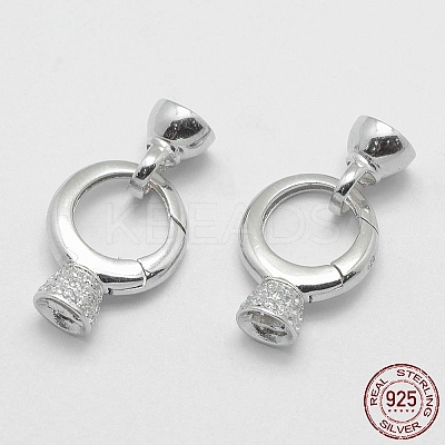 Anti-Tarnish Rhodium Plated 925 Sterling Silver Key Clasps STER-E056-048P-1