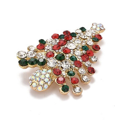 Colorful Christmas Tree Rhinestone Brooch LS-JEWB-A004-10G-1