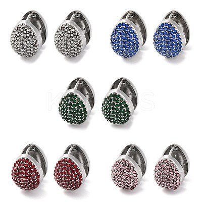 304 Stainless Steel Rhinestone Hoop Earrings for Women EJEW-Z076-05P-1