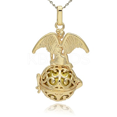 Golden Tone Brass Hollow Round Cage Pendants KK-J242-08G-1