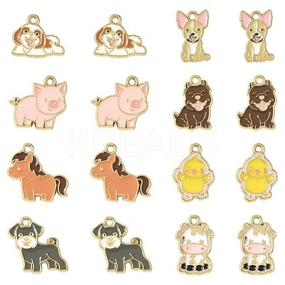 24Pcs 8 Styles Zinc Alloy Enamel Pendants ENAM-FS0004-05-1