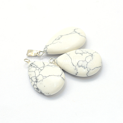 Teardrop Natural Howlite Pendants G-Q368-19-1