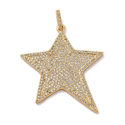 Brass Micro Pave Cubic Zirconia Pendants KK-U076-09G-1