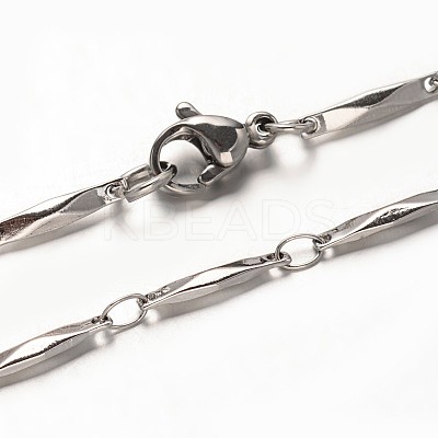 Non-Tarnish 304 Stainless Steel Bar Link Chains Necklaces NJEW-O066-17P-1