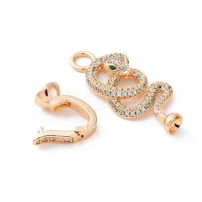 Brass Micro Pave Cubic Zirconia Fold Over Clasps KK-D360-13G-1