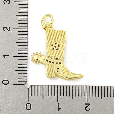 Cowboy Boots Rack Plating Brass Micro Pave Clear Cubic Zirconia Pendants X-KK-Z053-05G-1