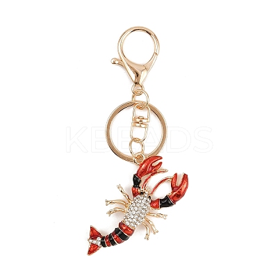 Lobster Alloy Rhinestone Pendant Decoration Keychains LS-KEYC-B019-04-1