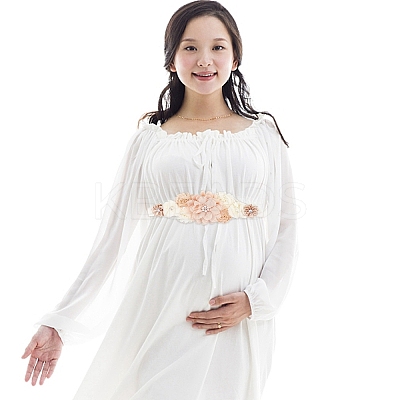 Chiffon Flower Chain Belt with Alloy Rhinestone AJEW-WH0248-43-1