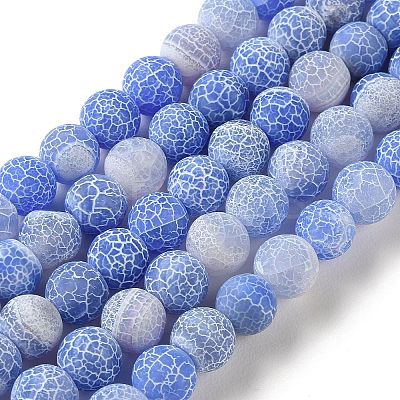 Frosted Natural Weathered Agate Beads Strands G-F367-8mm-01-1