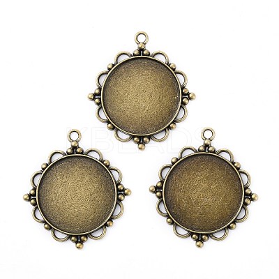 Vintage Tibetan Style Alloy Pendant Cabochon Settings TIBEP-M018-92AB-NF-1