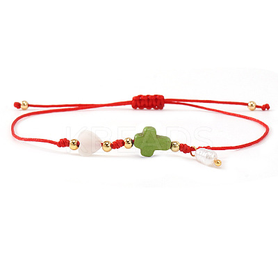 Plastic Imitation Pearl Charm Bracelets GR7958-1-1