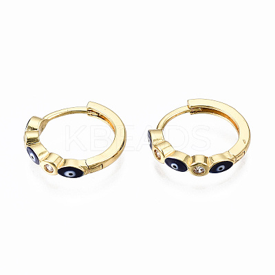 Brass Micro Pave Cubic Zirconia Huggie Hoop Earrings X-EJEW-T014-09G-01-NF-1