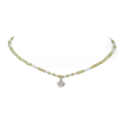 Brass Clover Pendant Necklace NJEW-JN04325-02-1