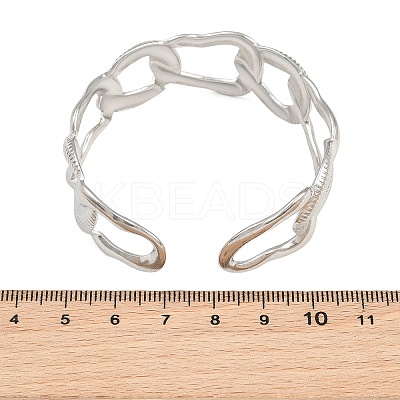 Oval 304 Stainless Steel Cuff Bangles for Women BJEW-B150-06P-1