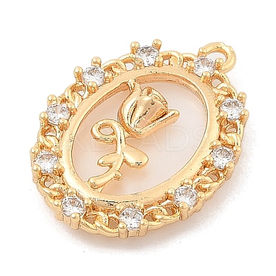Brass Micro Pave Clear Cubic Zirconia Pendants KK-C080-05G-1