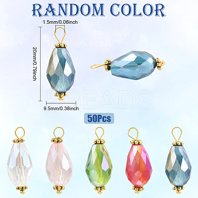50Pcs Electroplate Faceted Glass Pendants FIND-SP0004-74-1