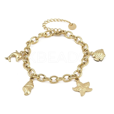 Ocean 304 Stainless Steel Charm Bracelets BJEW-K291-05G-1