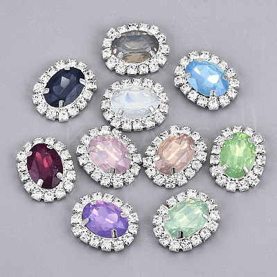 Resin Rhinestone Cabochons with Crystal Rhinestone and Brass Findings RB-S066-22S-1