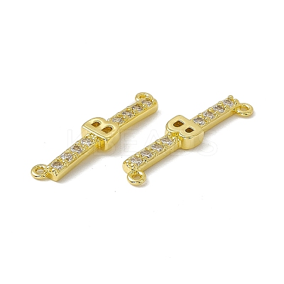 Rack Plating Brass Micro Pave Clear Cubic Zirconia Connector Charms KK-C007-37G-B-1