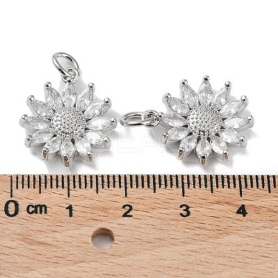 Rack Plating Brass Clear Cubic Zirconia Pendants KK-B078-01P-1