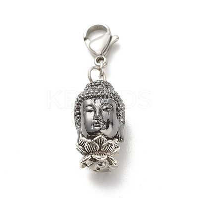 Brass Buddha Head Pendants HJEW-JM00576-1