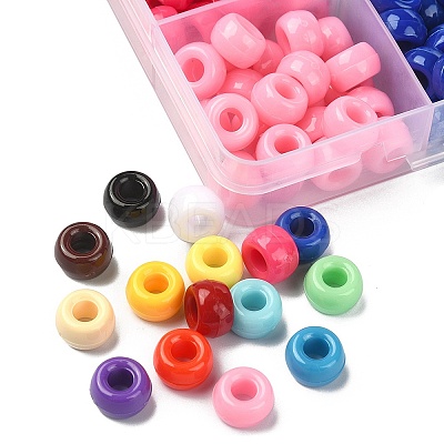 375Pcs 15 Colors Opaque Plastic Beads KY-FS0001-15-1
