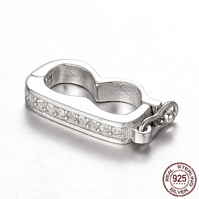 Anti-Tarnish Rhodium Plated 925 Sterling Silver Rhinestone Twister Clasps STER-N014-18-1