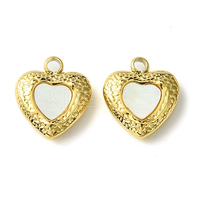 Ion Plating(IP) 304 Stainless Steel Pave Shell Heart Charms FIND-Z028-15G-1