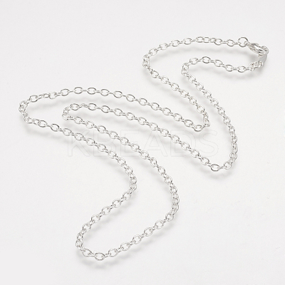 Brass Cable Chain Necklaces NJEW-R165-09S-1