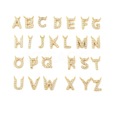 26Pcs Brass Micro Pave Clear Cubic Zirconia Pendants KK-H252-02G-1