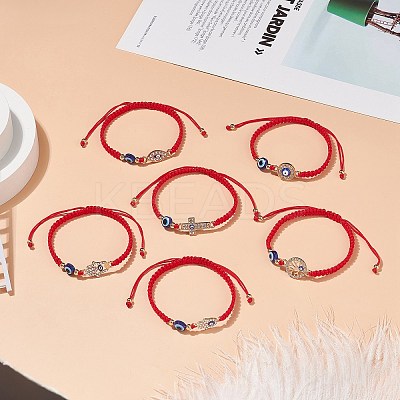 6Pcs 6 Style Resin Evil Eye Braided Bead Bracelets Set BJEW-JB08808-1