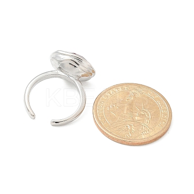 Oval Brass Cuff Rings for Women RJEW-G337-06P-03-1