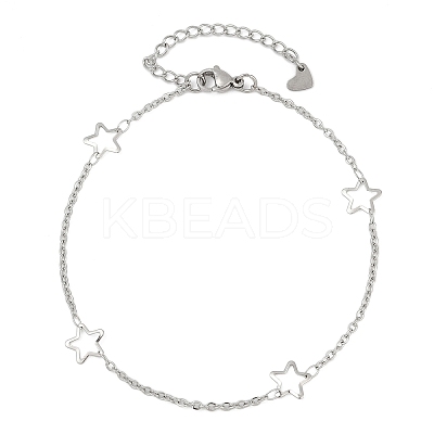 Tarnish Resistant 304 Stainless Steel Cable Chain Anklets AJEW-H104-06P-1