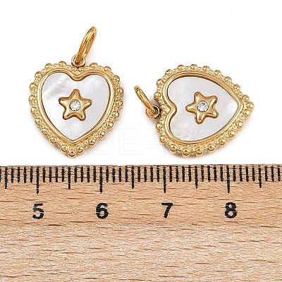 304 Stainless Steel Pave Natural Shell Pendants X-STAS-Z152-13G-1