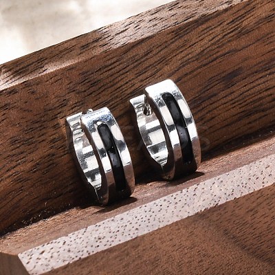 304 Stainless Steel with Enamel Hoop Earrings EJEW-M001-21A-P-1