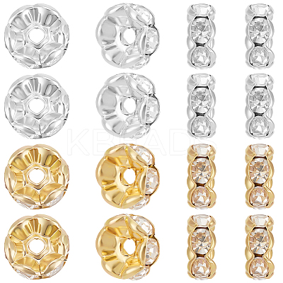 100Pcs 2 Colors Rack Plating Brass Rhinestone Spacer Beads KK-BBC0016-23B-1