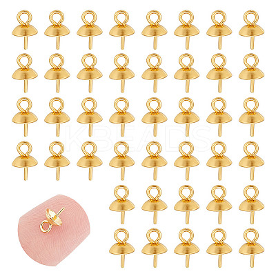 60Pcs PVD Vacuum Plating 304 Stainless Steel Cup Pearl Peg Bails Pin Pendants STAS-UN0053-59-1