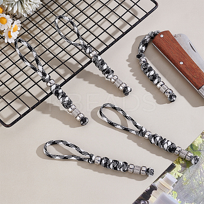Umbrella Cord Polyester & Spandex Rope Keychain Carabiner HJEW-UN00091-1