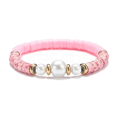 Handmade Polymer Clay Heishi Beads Stretch Bracelet BJEW-JB07453-1