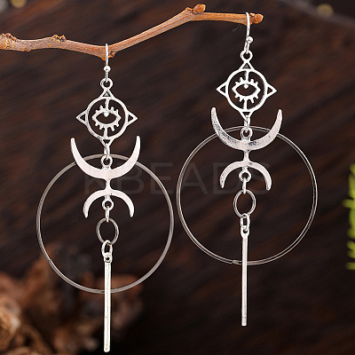 Eye with Moon Gothic Style Alloy Dangle Earrings FS-WG16F02-03-1