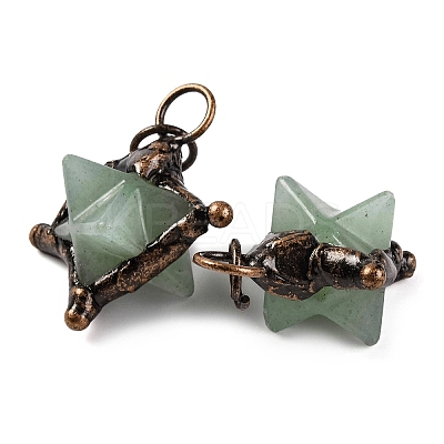 Natural Green Aventurine Merkaba Star Pendants G-C144-01R-05-1