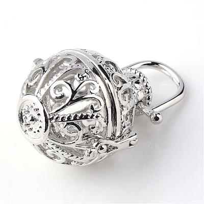 Rack Plating Brass Cage Pendants KK-S751-015P-1