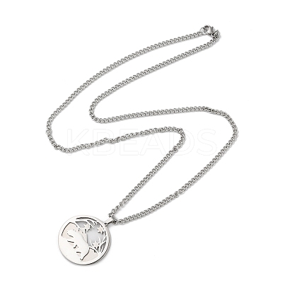 Non-Tarnish 304 Stainless Steel Double Layer Pendant Necklaces LS-NJEW-D047-05P-1