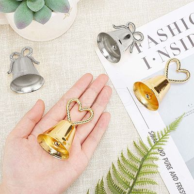 8Pcs 2 Styles Heart/Bowknot & Bell Alloy Memo Clip AJEW-CA0001-94-1