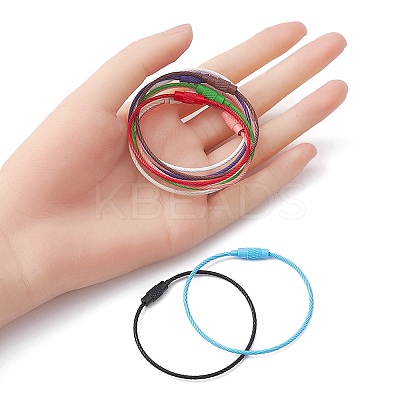Spray Painted 201 Stainless Steel Wire Cable Keychains BJEW-YW0001-10A-1