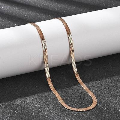 4MM 304 Stainless Steel Flower Herringbone Chain Necklaces for Women NJEW-B131-08RG-1